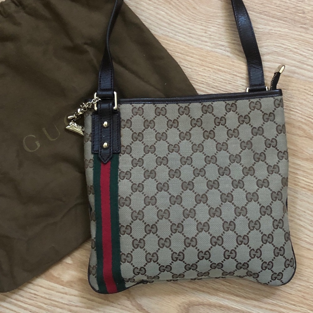 Gucci GG Canvas Crossbody Bag with charms
